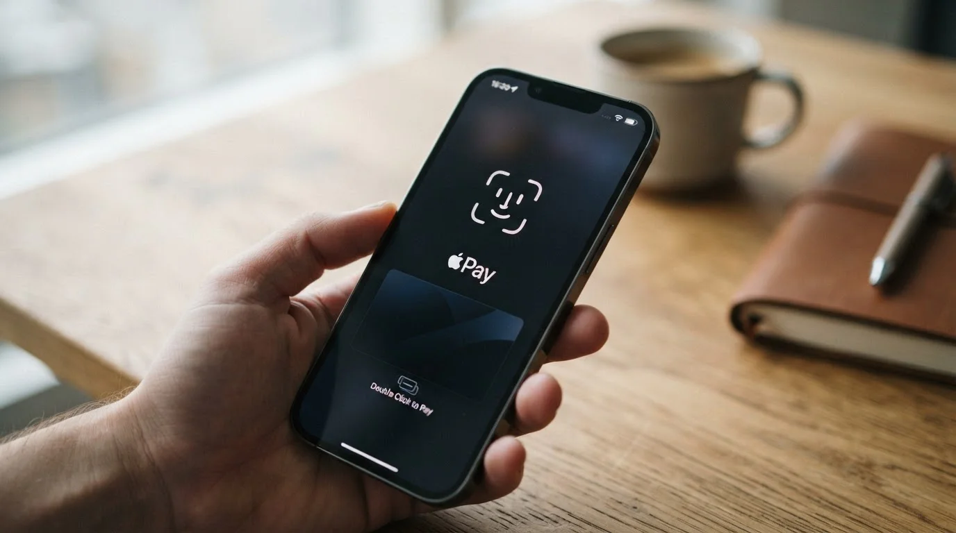 iPhone showing Apple Pay biometric authentication for casino deposit