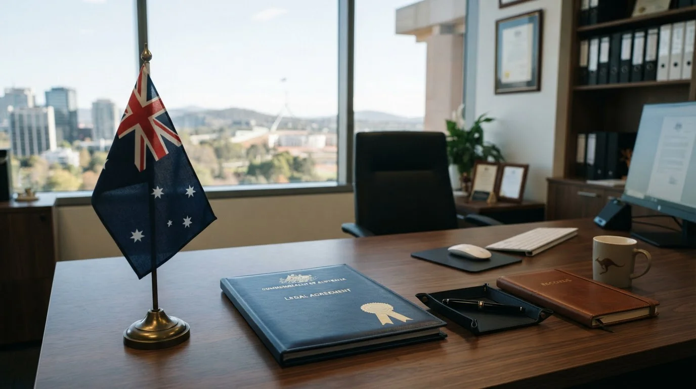 Australian flag and legal document showing Interactive Gambling Act