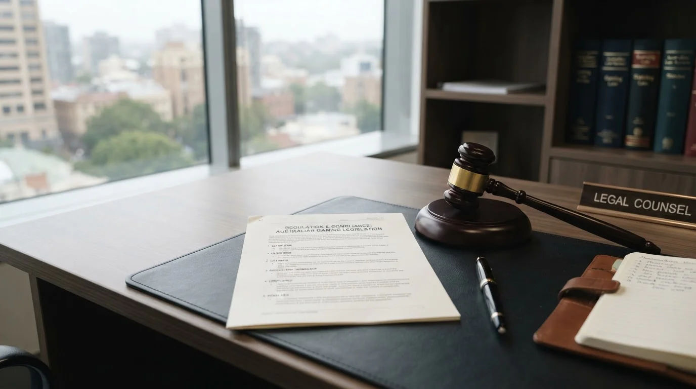 Australian legal document and gavel representing gambling legislation