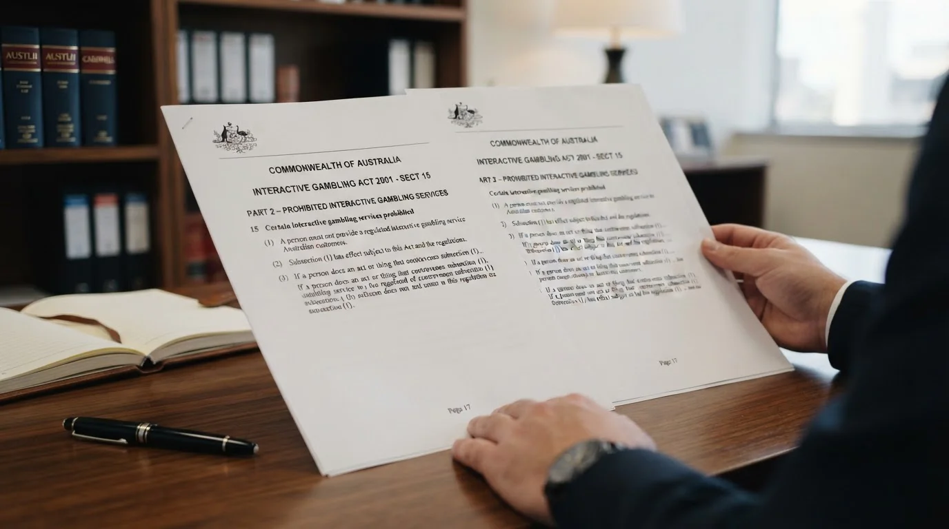 Legal document showing Interactive Gambling Act 2001 section 15 text