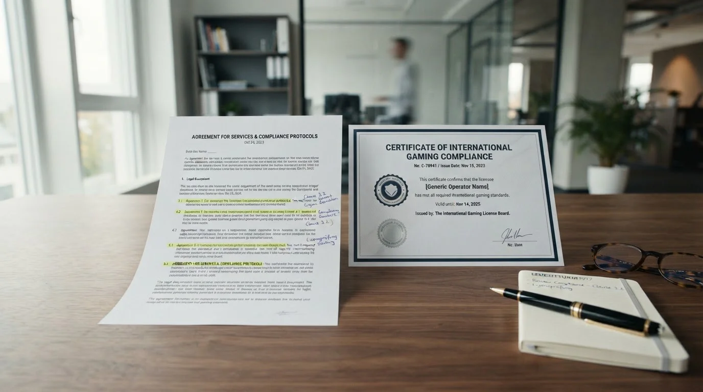 Document showing Interactive Gambling Act sections with offshore licensing certificate