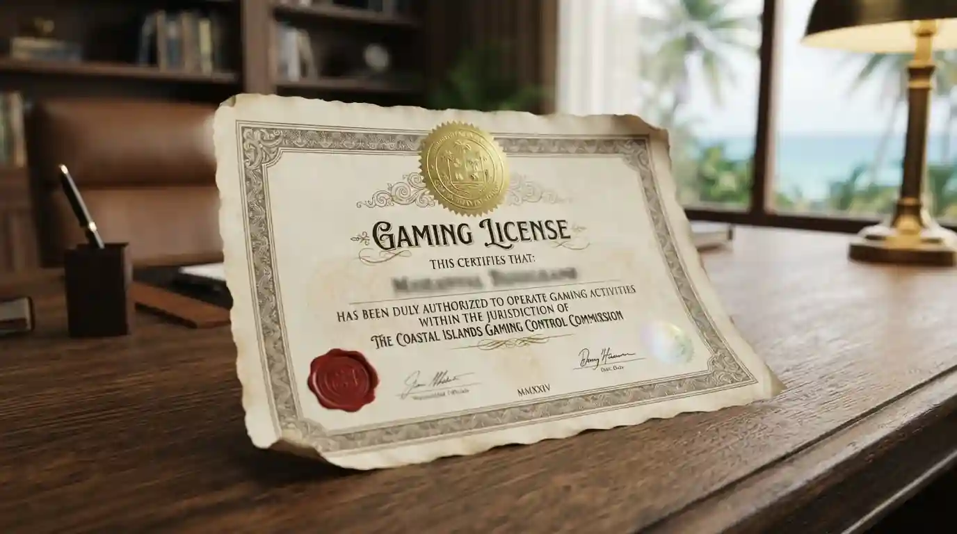 Offshore gaming license certificate from Curaçao with regulatory seal