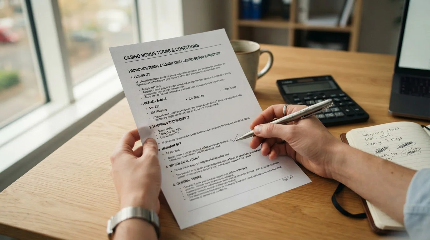 Casino welcome bonus structure document with wagering requirements breakdown