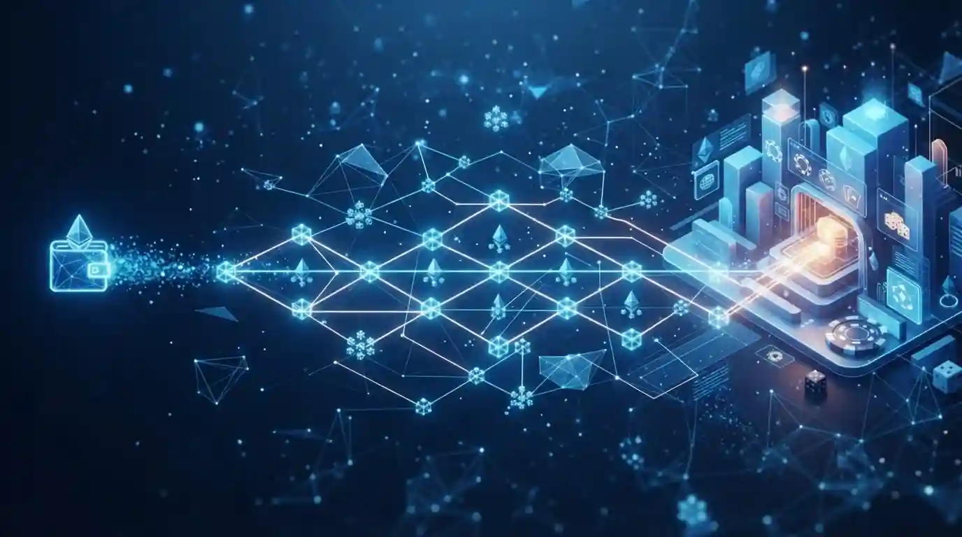 Ethereum network transaction visualisation showing blockchain confirmation process