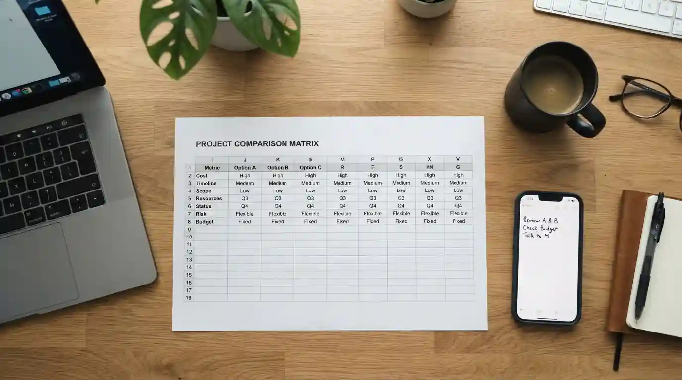 Modern desk with comparison spreadsheet showing casino withdrawal speeds and payment methods