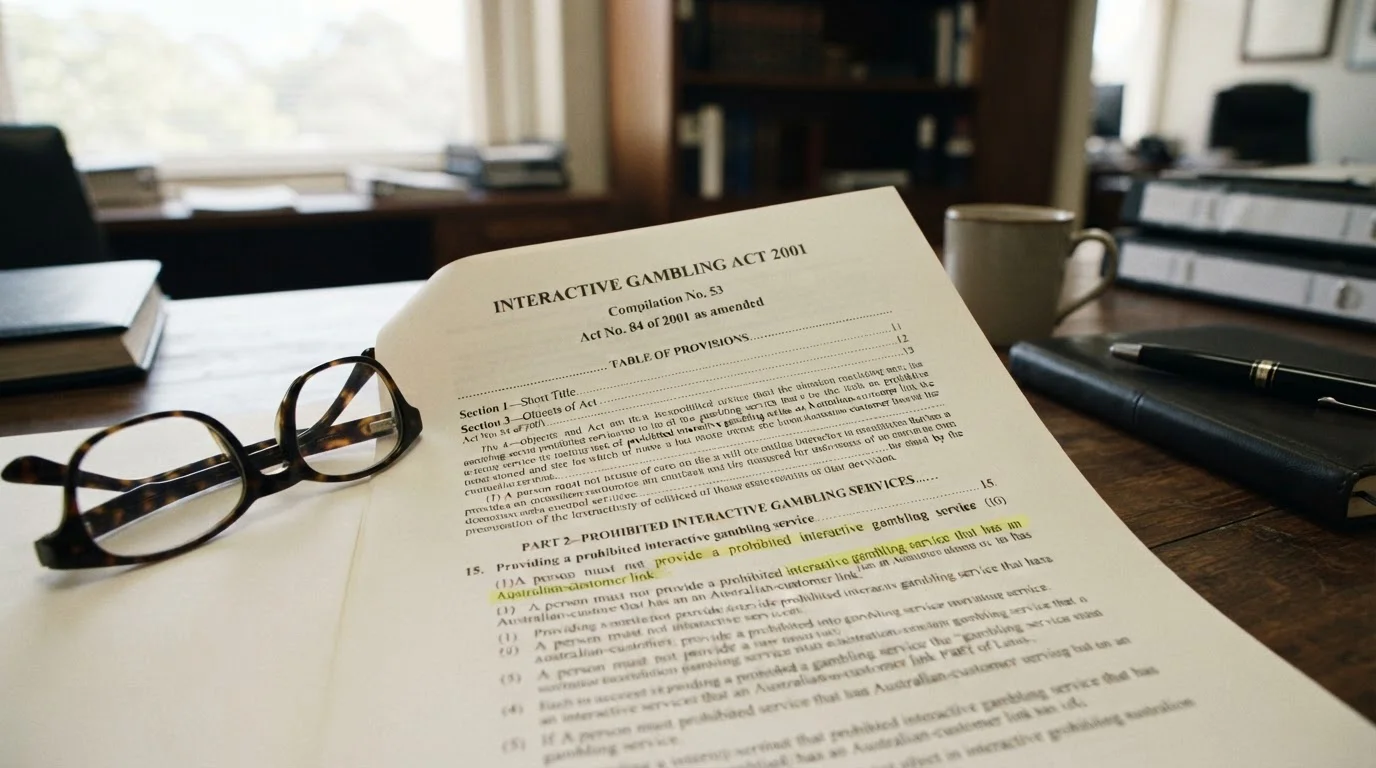 Legal document showing Interactive Gambling Act prohibition details