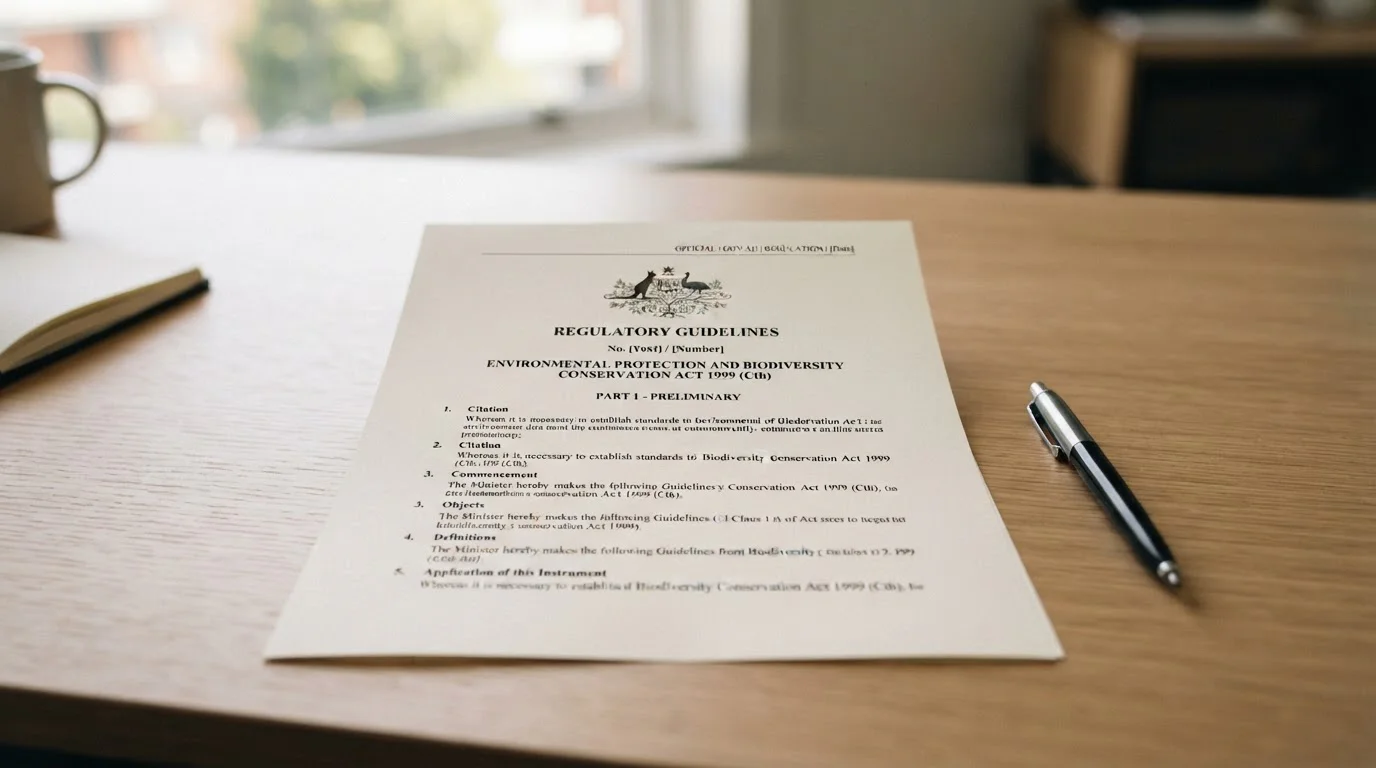 Neutral regulatory document with generic Australian government seal and IGA text