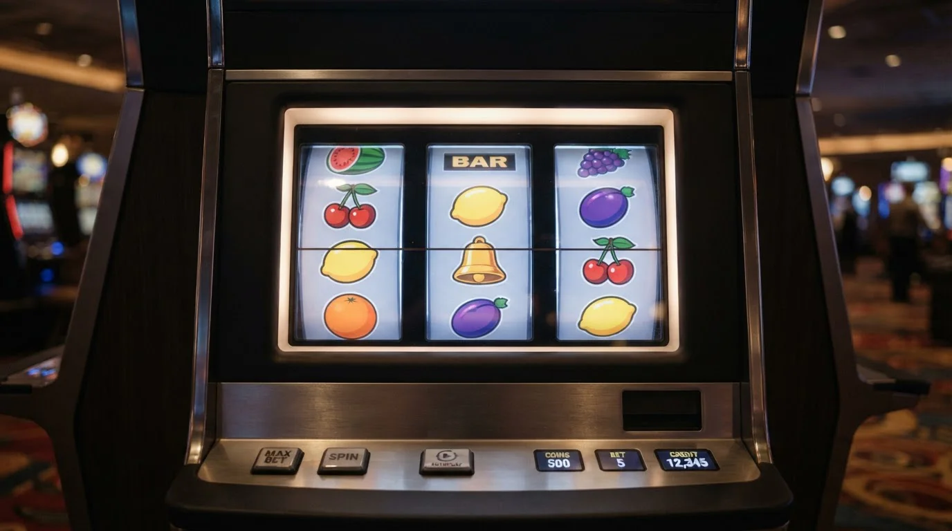 Pokie reels showing low and high volatility game symbols