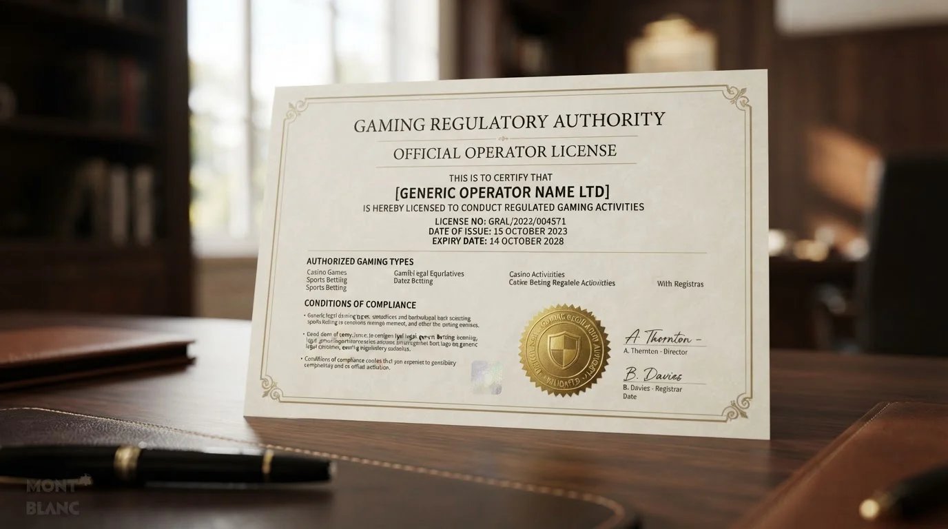 Curacao gaming license certificate representing offshore casino regulation