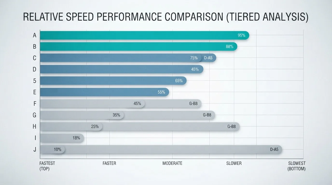 Comparison chart showing offshore casino withdrawal speeds ranked from fastest to slowest