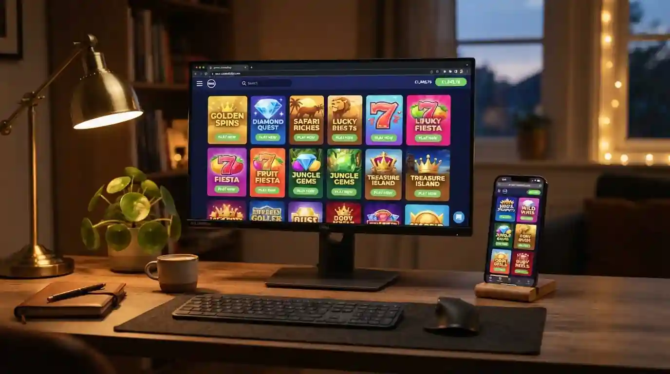 Offshore casino lobby showing game selection on desktop and mobile screens