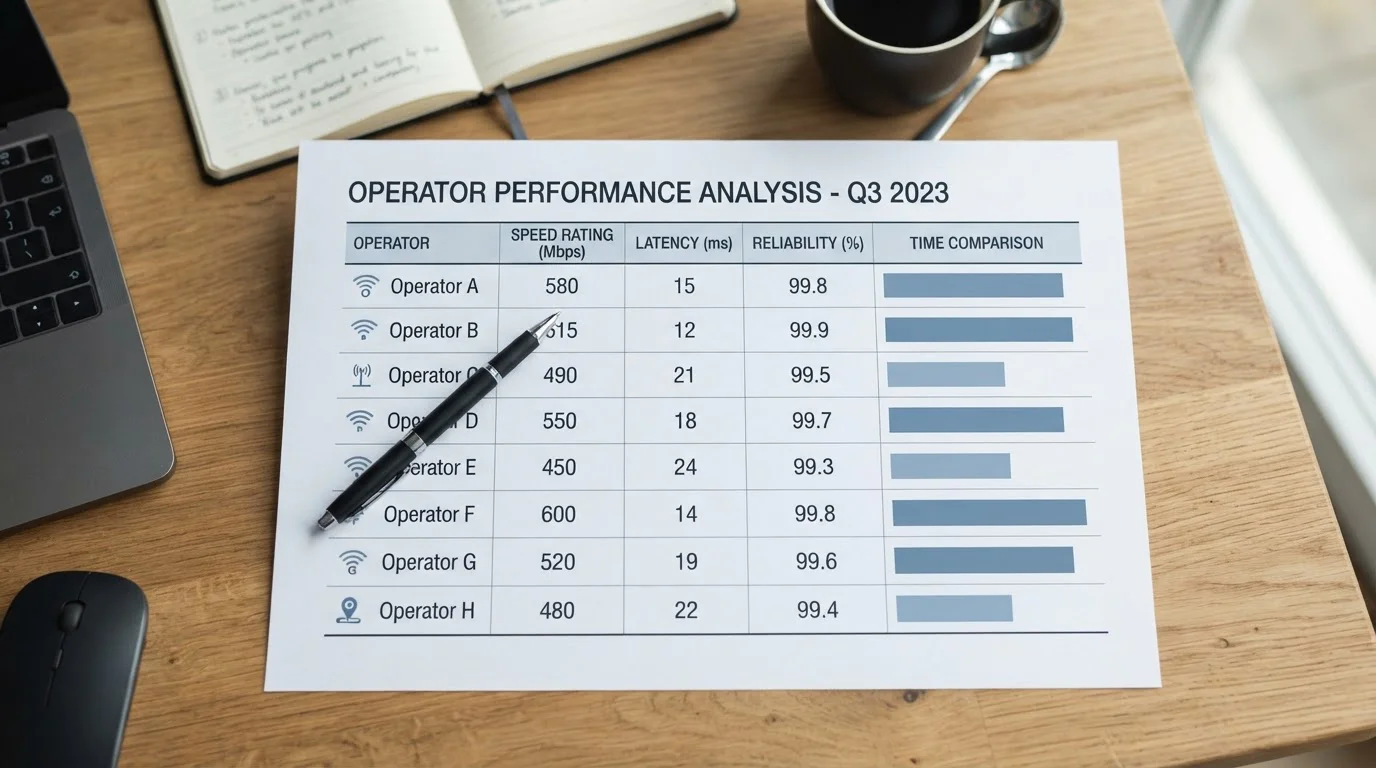Comparison chart of offshore casino operators ranked by speed