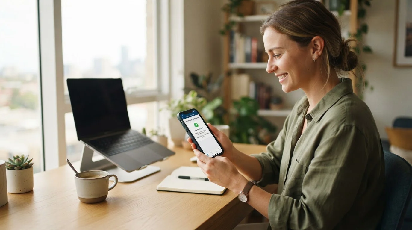 Australian player checking instant pokies withdrawal on smartphone with PayID confirmation