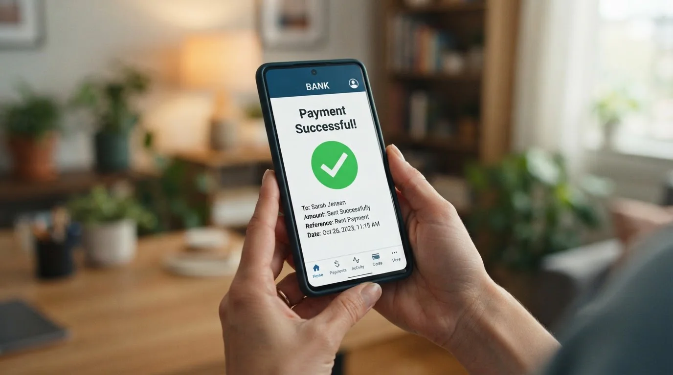 Mobile phone screen showing Osko payment confirmation in Australian banking app