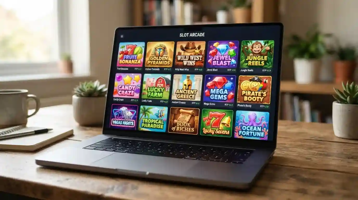 Grid of modern pokies reels showing high-volatility game features