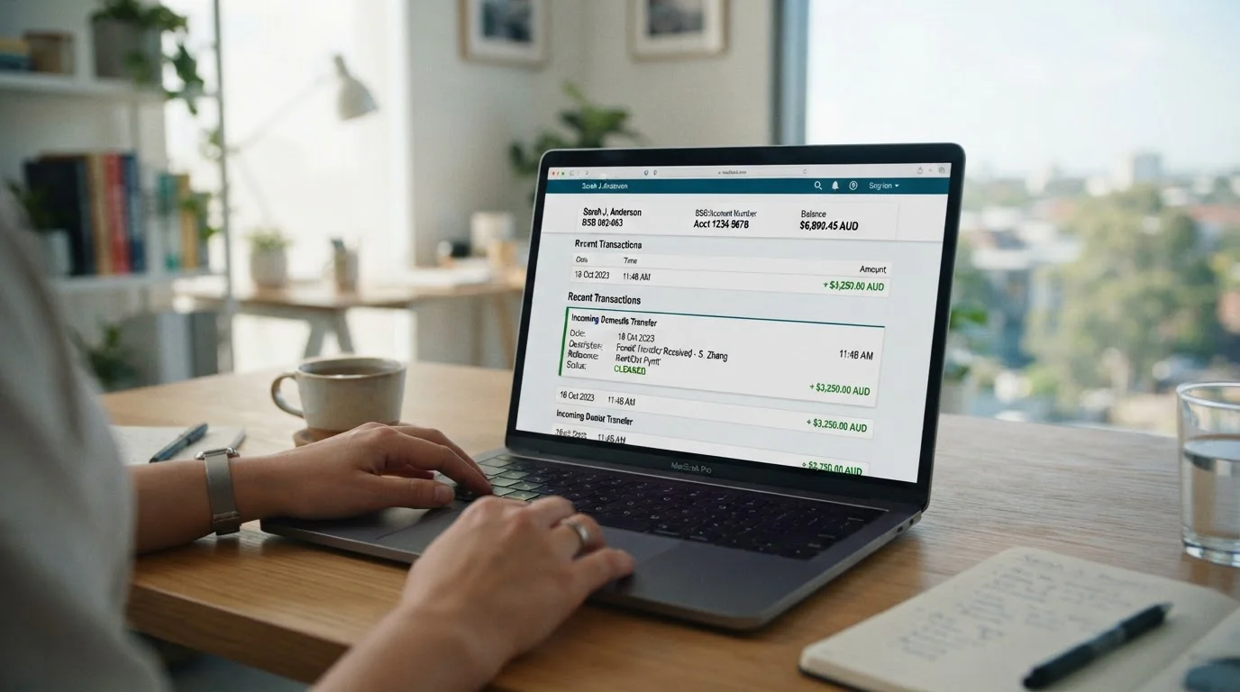 Australian bank account showing incoming PayID deposit from offshore casino