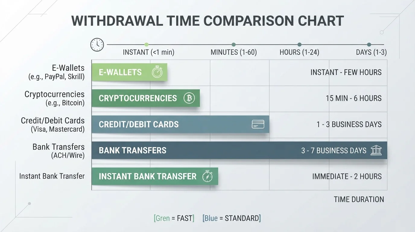 Comparison chart showing withdrawal times across PayID pokies operators