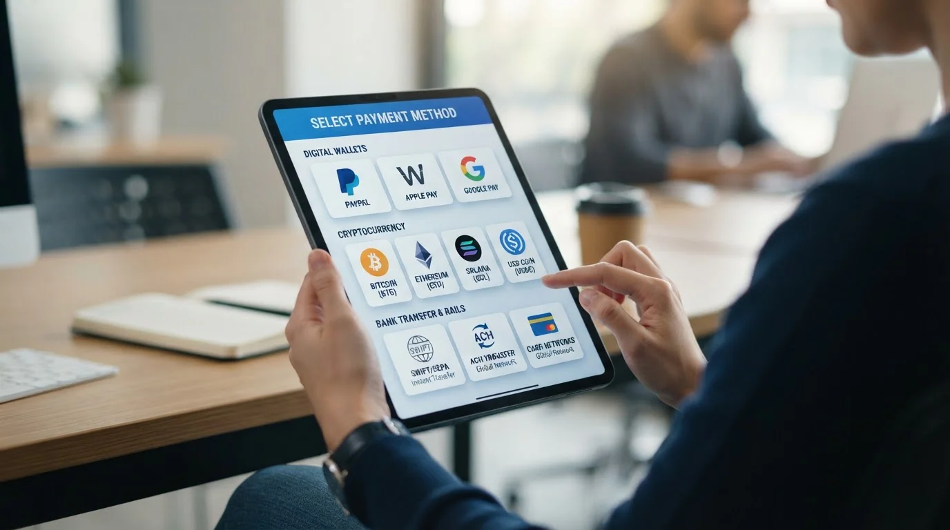 Digital wallet showing cryptocurrency and PayID transfer options