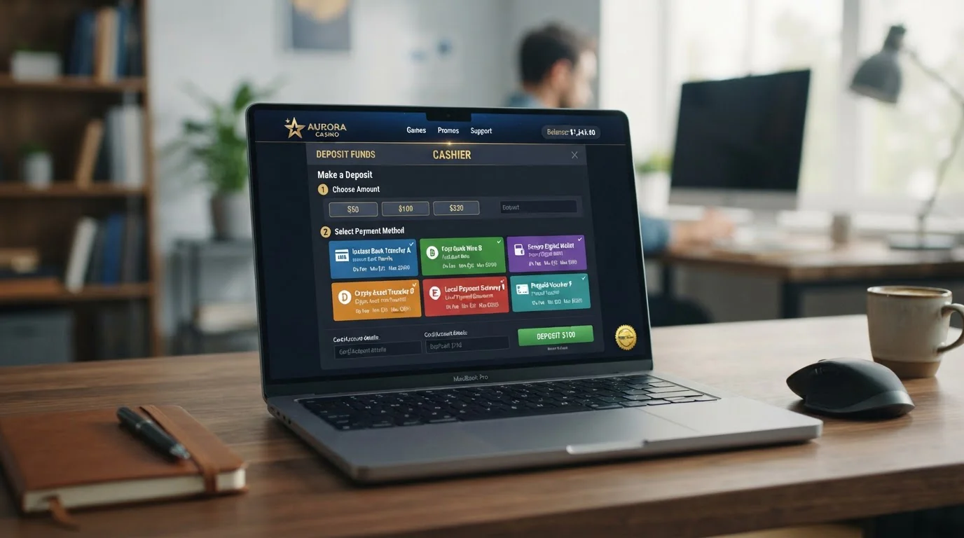 Casino cashier page showing multiple payment options with Trustly among them
