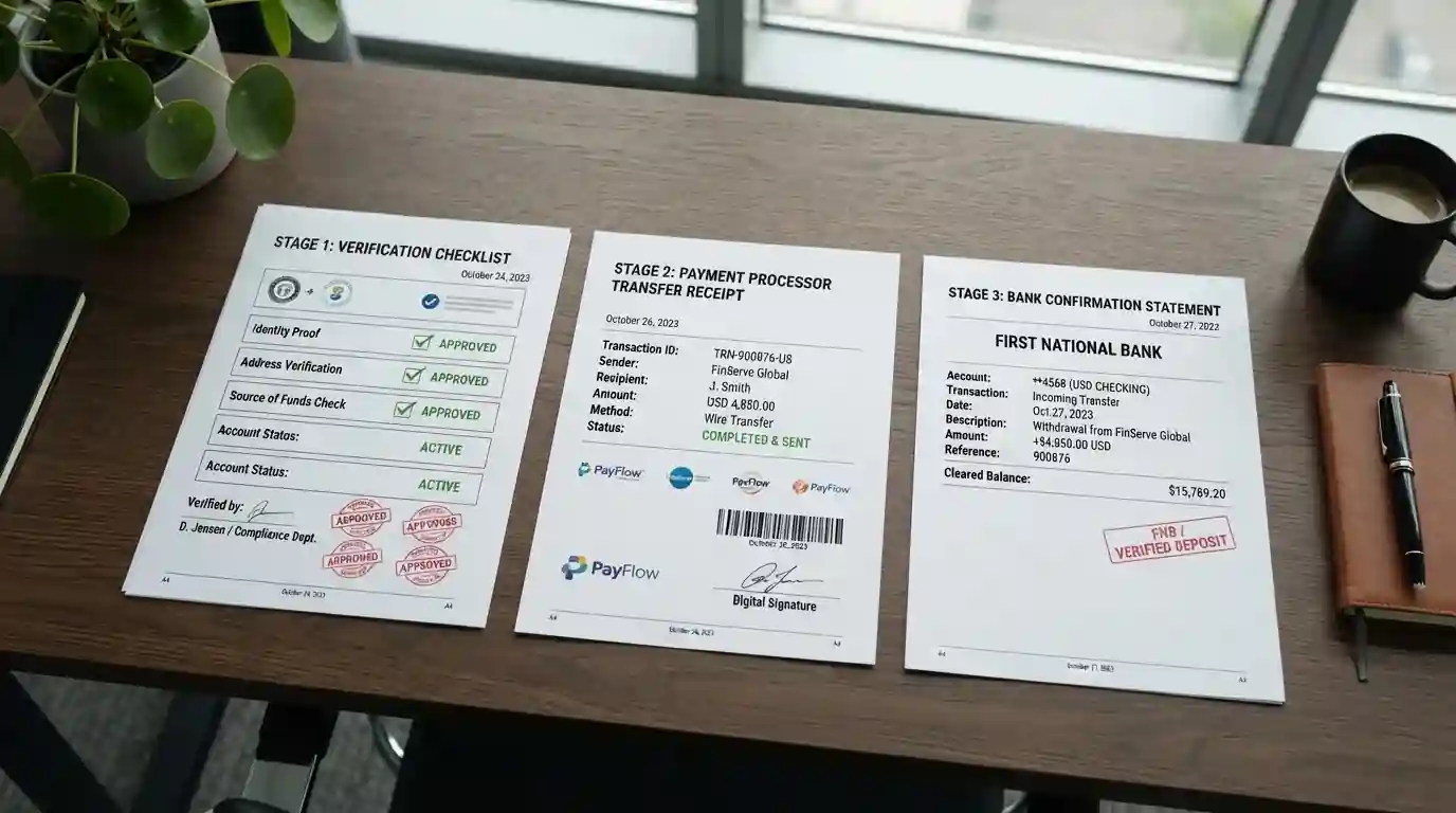 Three-stage casino withdrawal approval process documentation